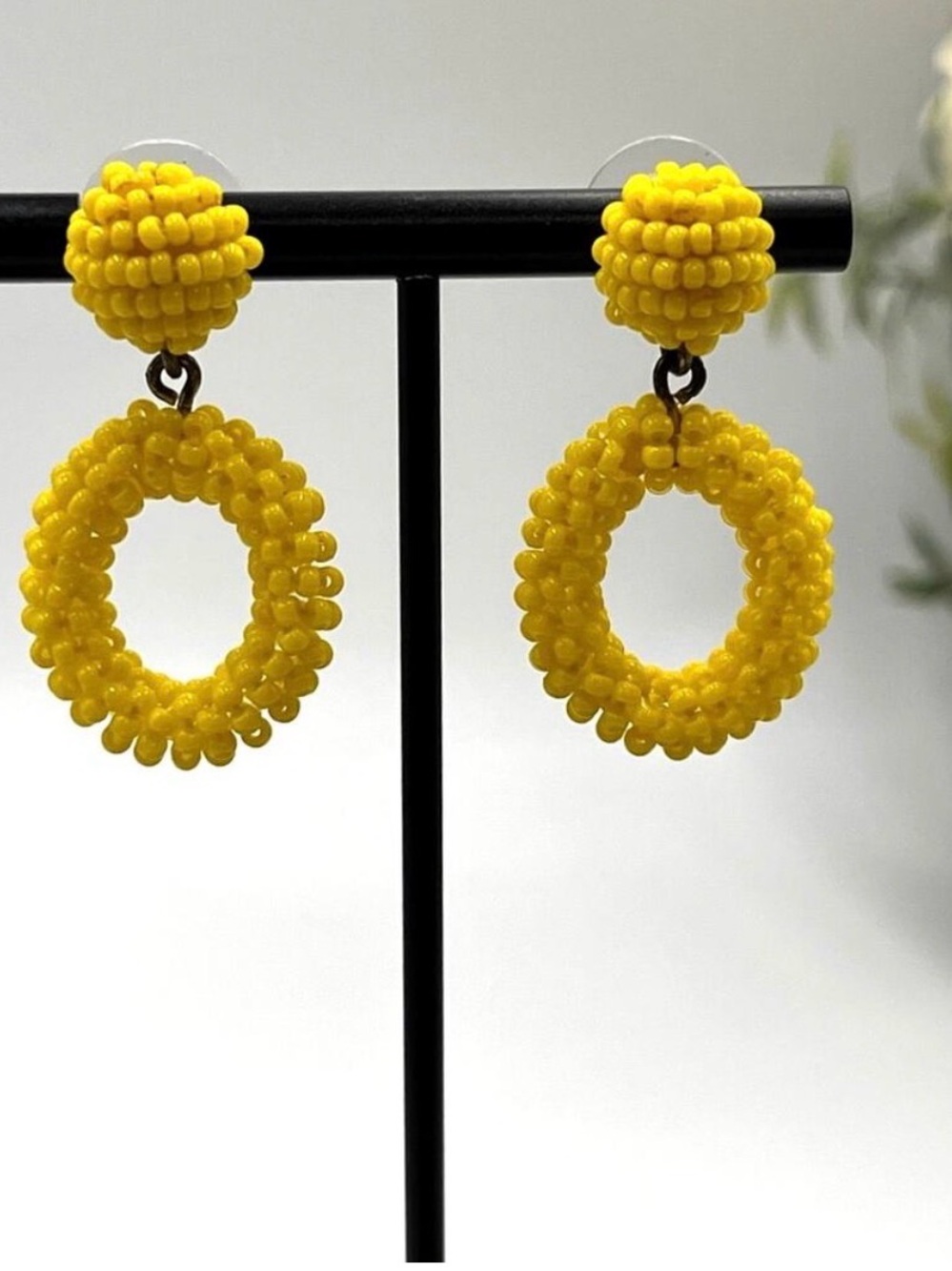 Jcrew NWT Yellow Beaded Hoop Drop Earrings - Women Jewelry
